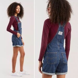 Levi's Overall Shorts Shortall Dark Denim Blue Classic Vintage Cotton 90s Y2K M